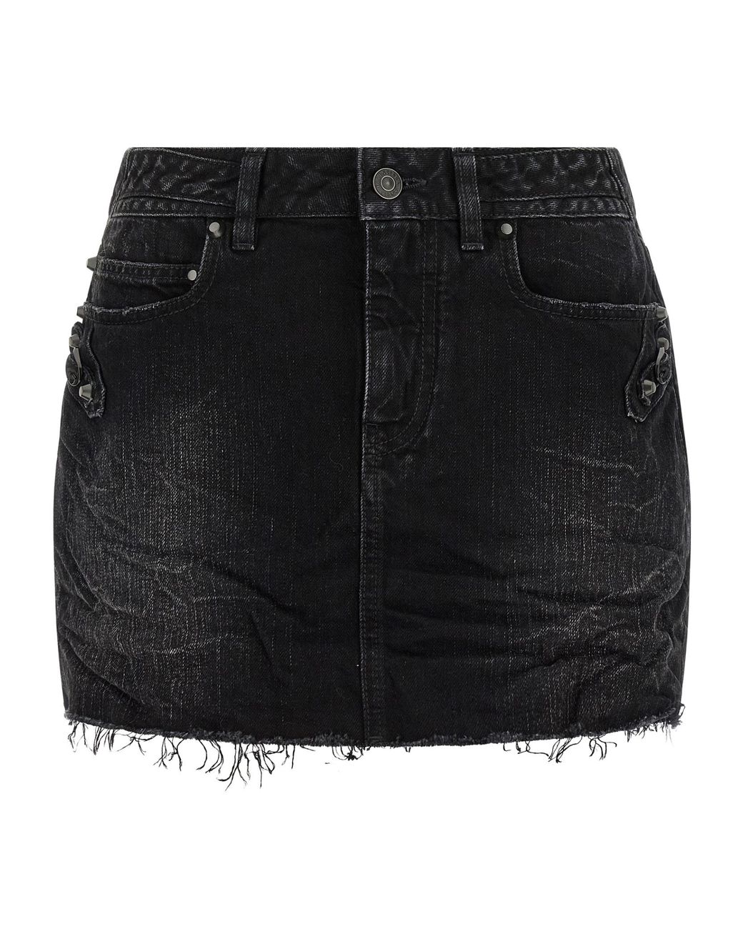 Balenciaga Black Frayed Edge Denim Mini Skirt