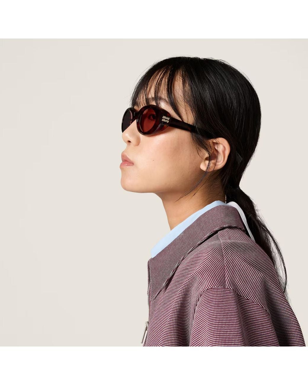 Miu Miu Pink Eyewear Oval-Frame Sunglasses