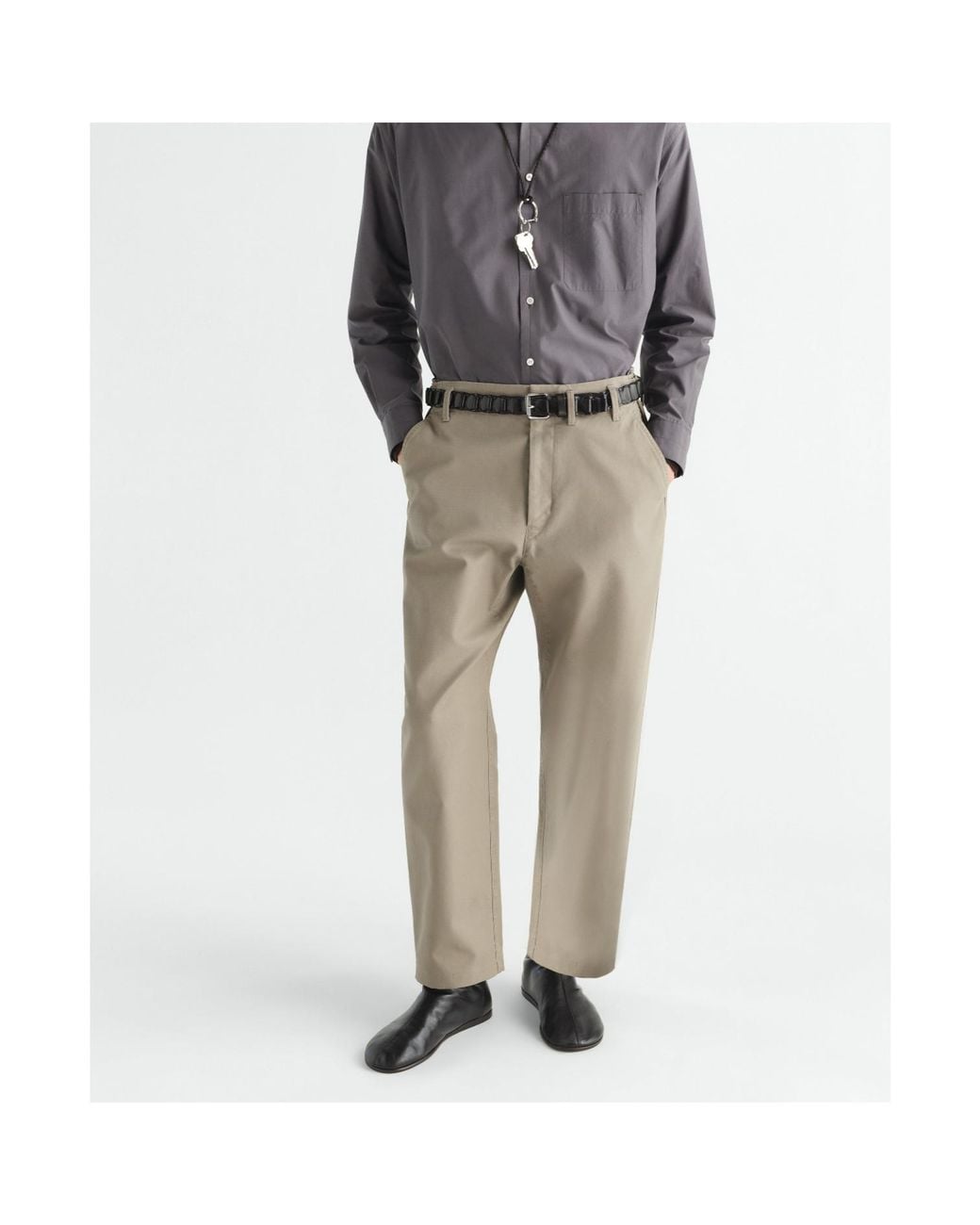 Lemaire Natural Tapered Cotton Pants for men