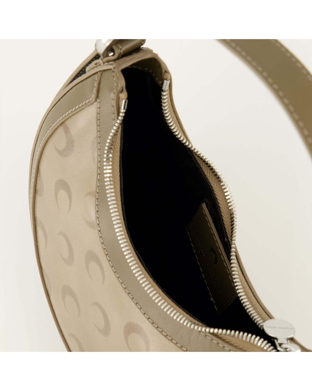 MARINE SERRE Gray Faded Leather Moon Eclips Mini Bag