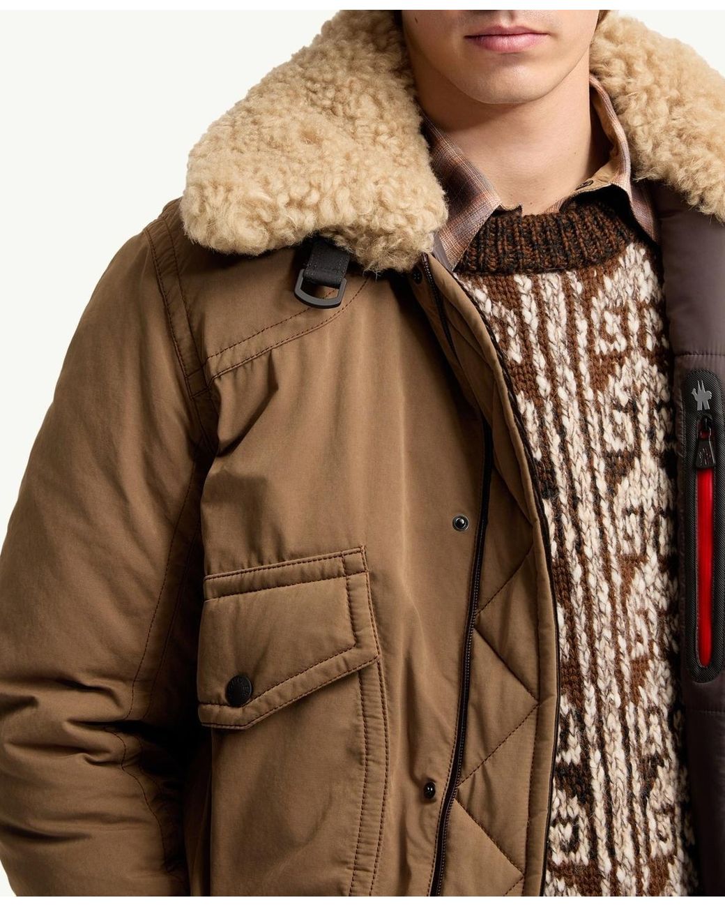 Moncler Natural Grenoble Alpental Shearling Collar Jacket for men