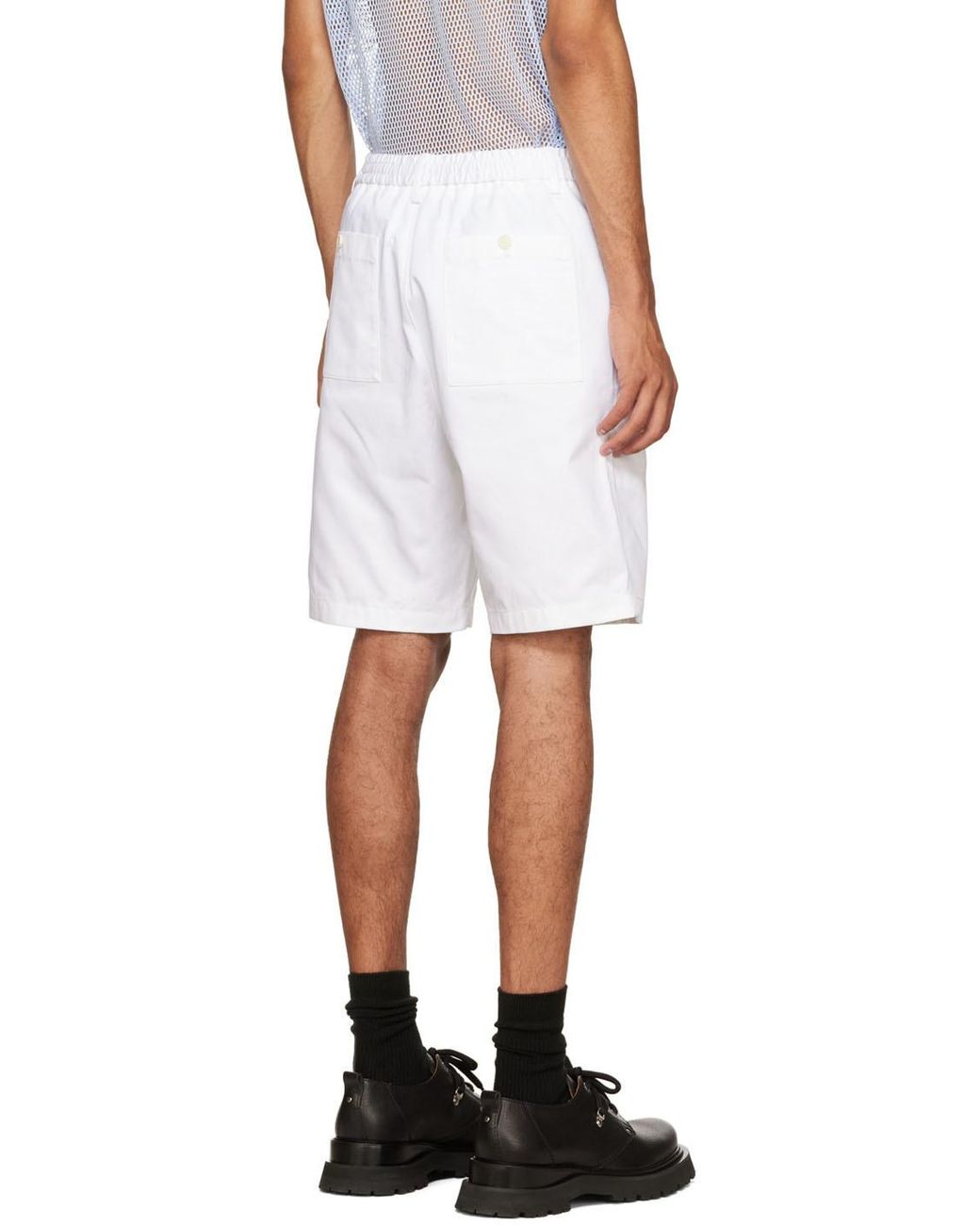 AMI White Elasticated Bermuda for men