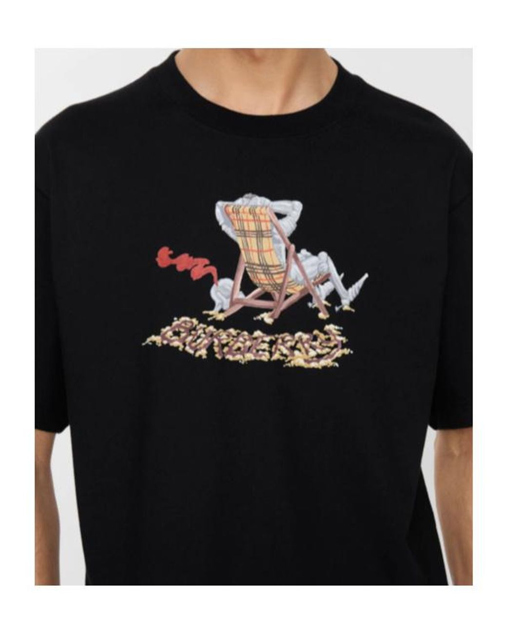 Burberry Black Beach-Print T-Shirt for men
