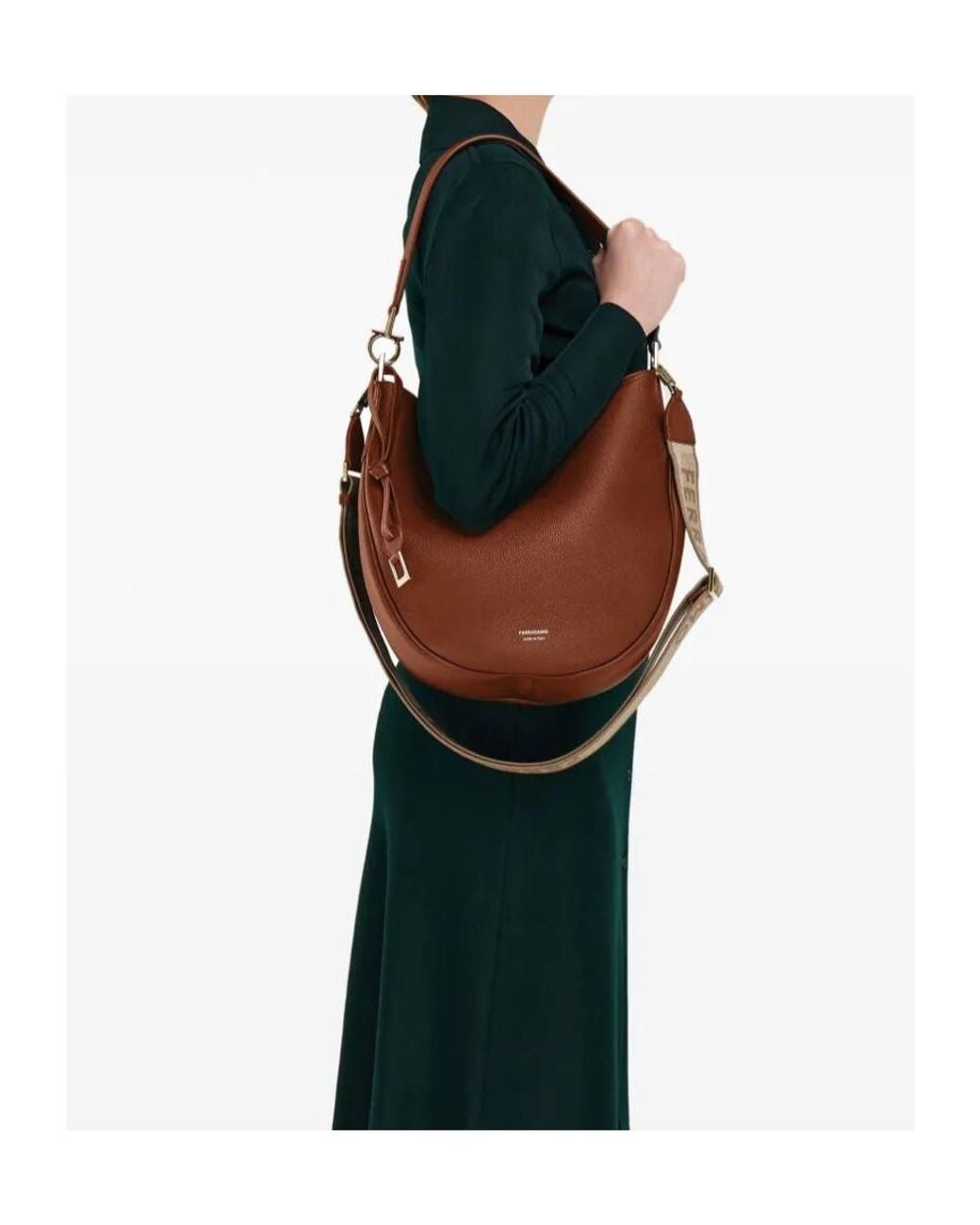 Ferragamo Brown Ferragamo Logo Printed Medium Hobo Bag