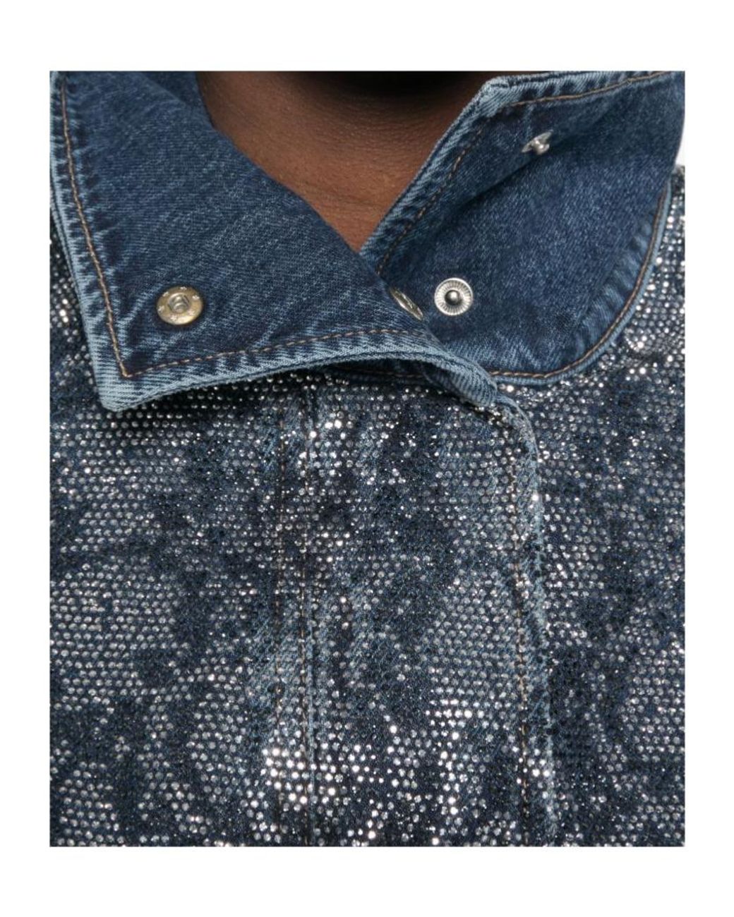 Liu Jo Blue X Elodie Sequin-Embellished High Neck Denim Jacket