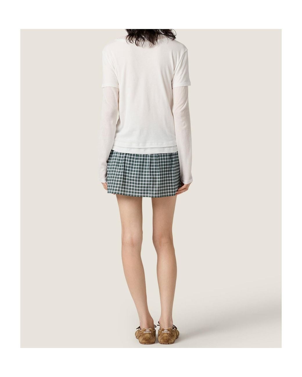 Miu Miu White Ribbed Knit Jersey T-Shirt