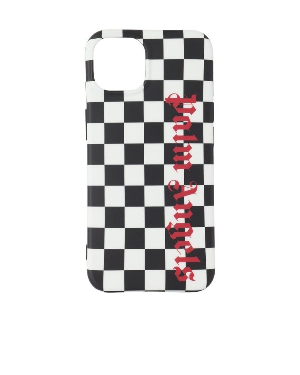 Palm Angels White Checkerboard Logo-Print Iphone 13 Case for men