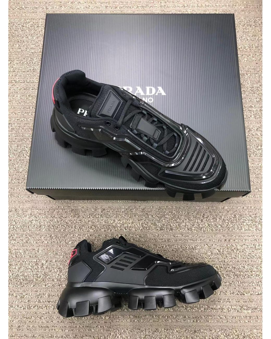 Prada Black Cloudbust Thunder Technical Fabric Sneakers for men
