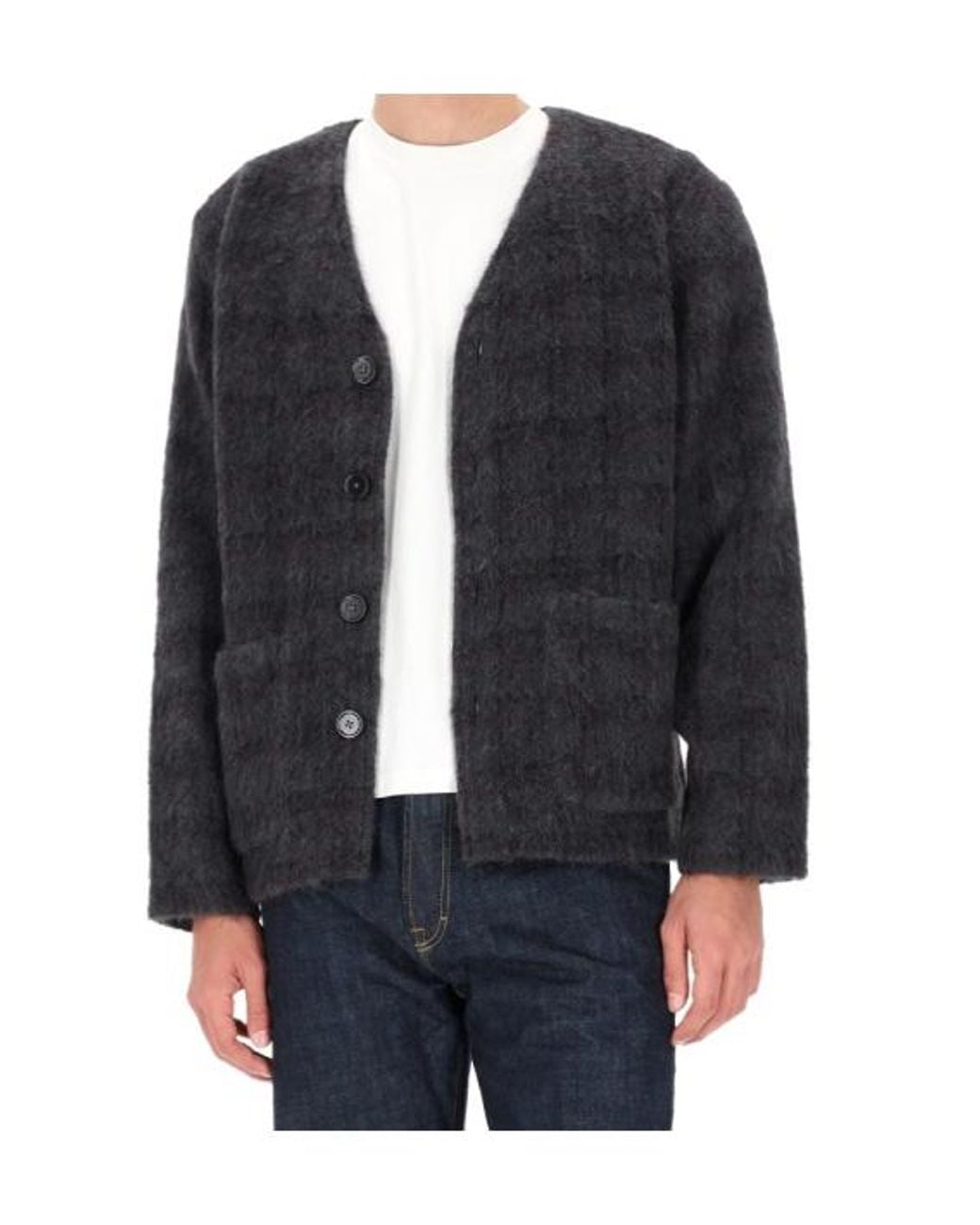Our Legacy Black Checked Buttoned Cardigan for men
