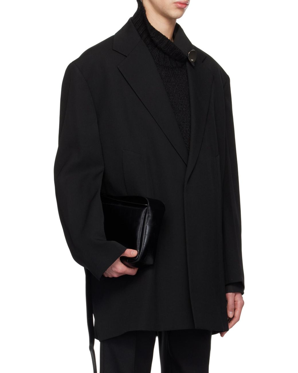 Jil Sander Black Concealed Button Coat for men