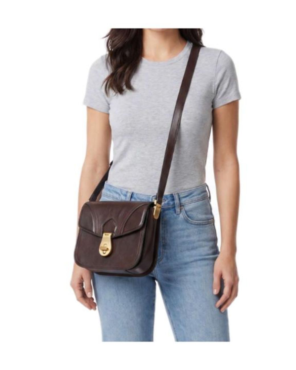 The Bridge Black Leather Twist-Lock Shoulder Bag