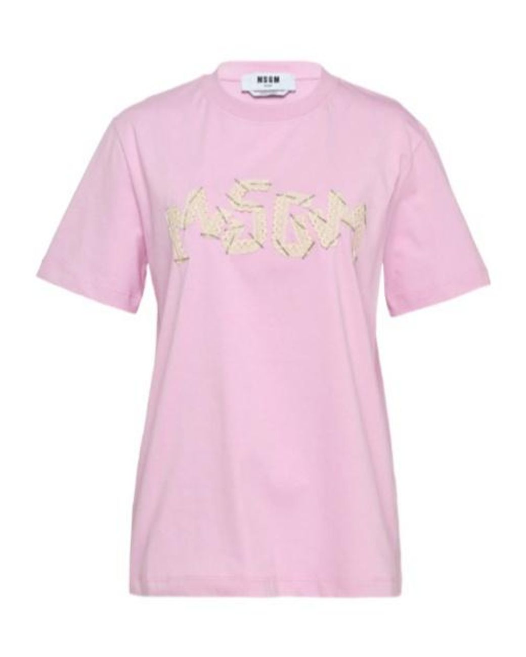 MSGM Pink Logo Embroidered Short-Sleeve Jersey T-Shirt