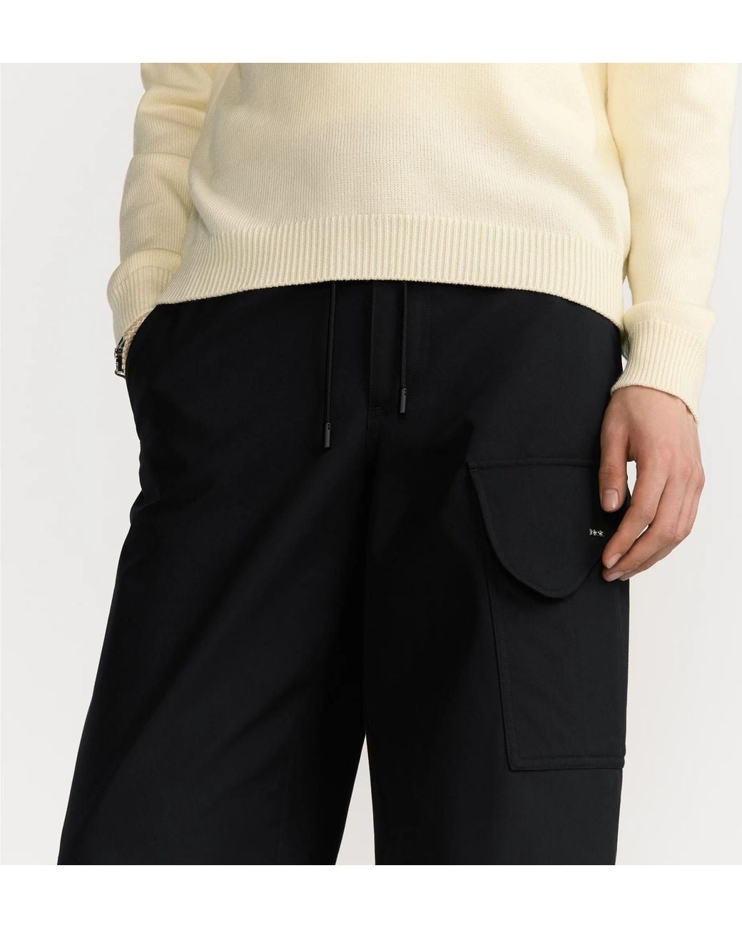 Dior Black Homme Drawstring Cargo Trousers for men
