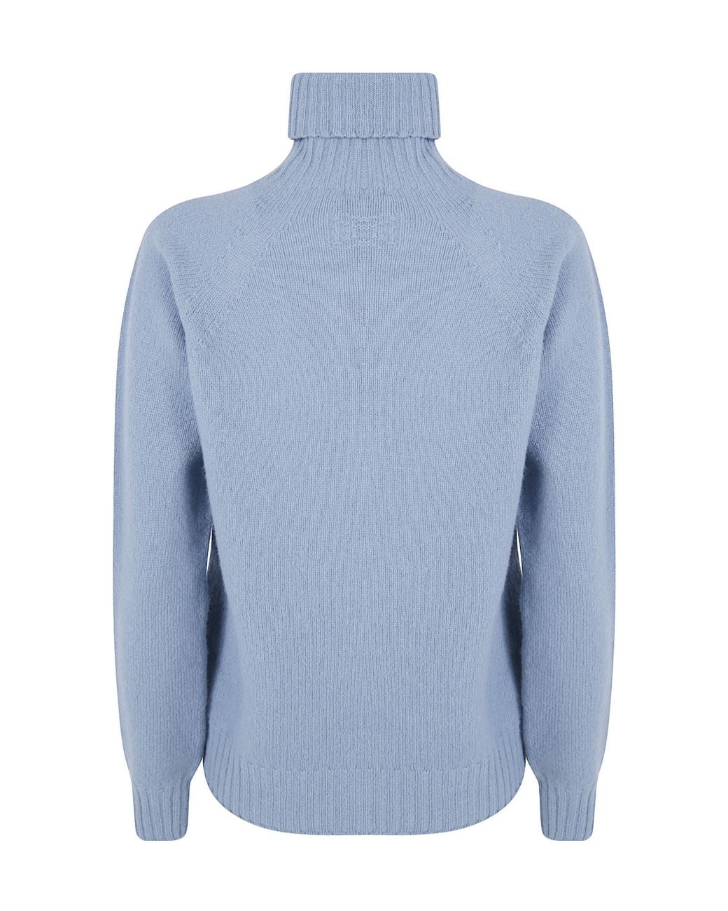 Drumohr Blue Ribbed Turtleneck Knitted Sweater