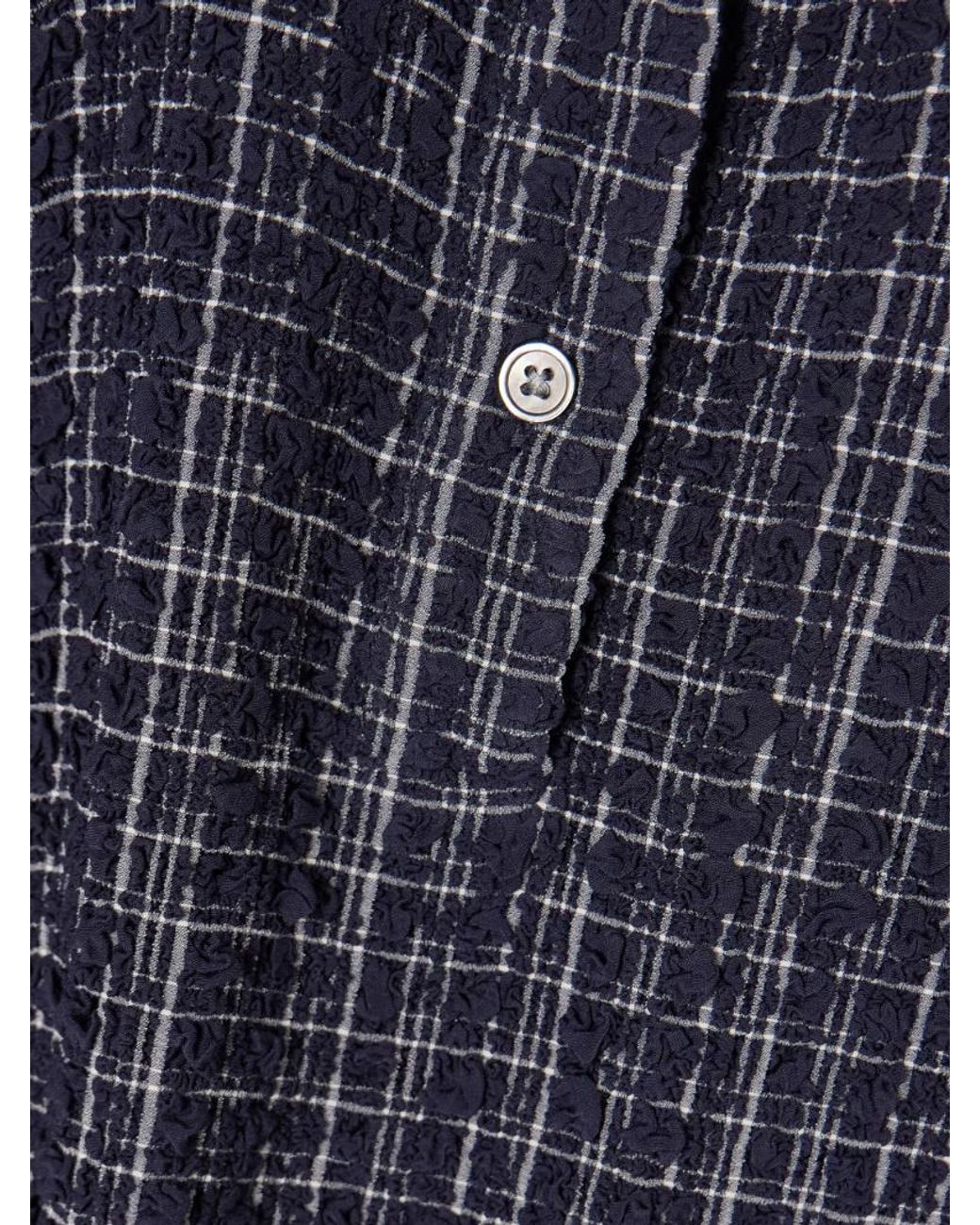 Veronica Beard Blue Benedetta Checked Seersucker Polo Shirt