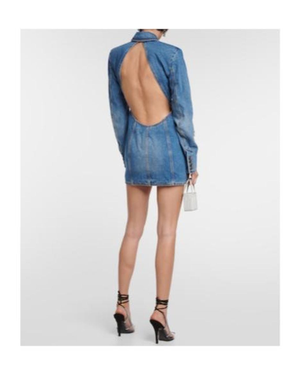 Area Blue Embellished Cutout Denim Blazer