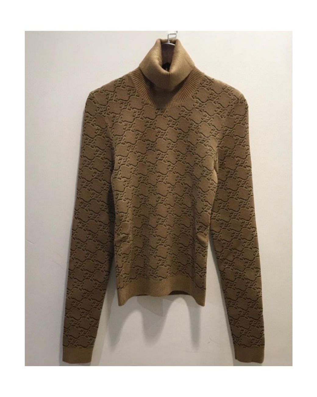Fendi Gray High-Necked Ff Karligraphy Pattern Pullover