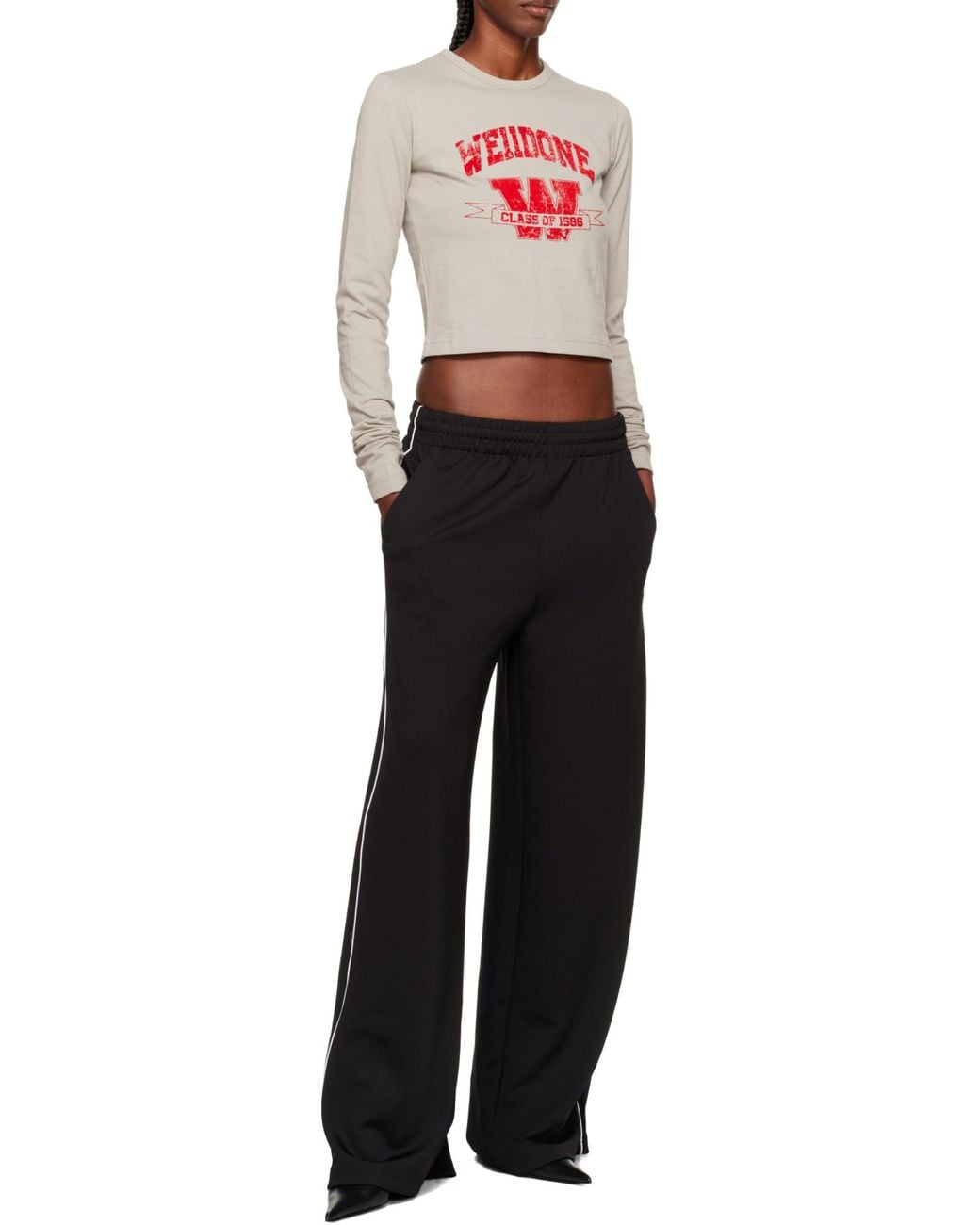 we11done Black Side-Stripe Trousers for men