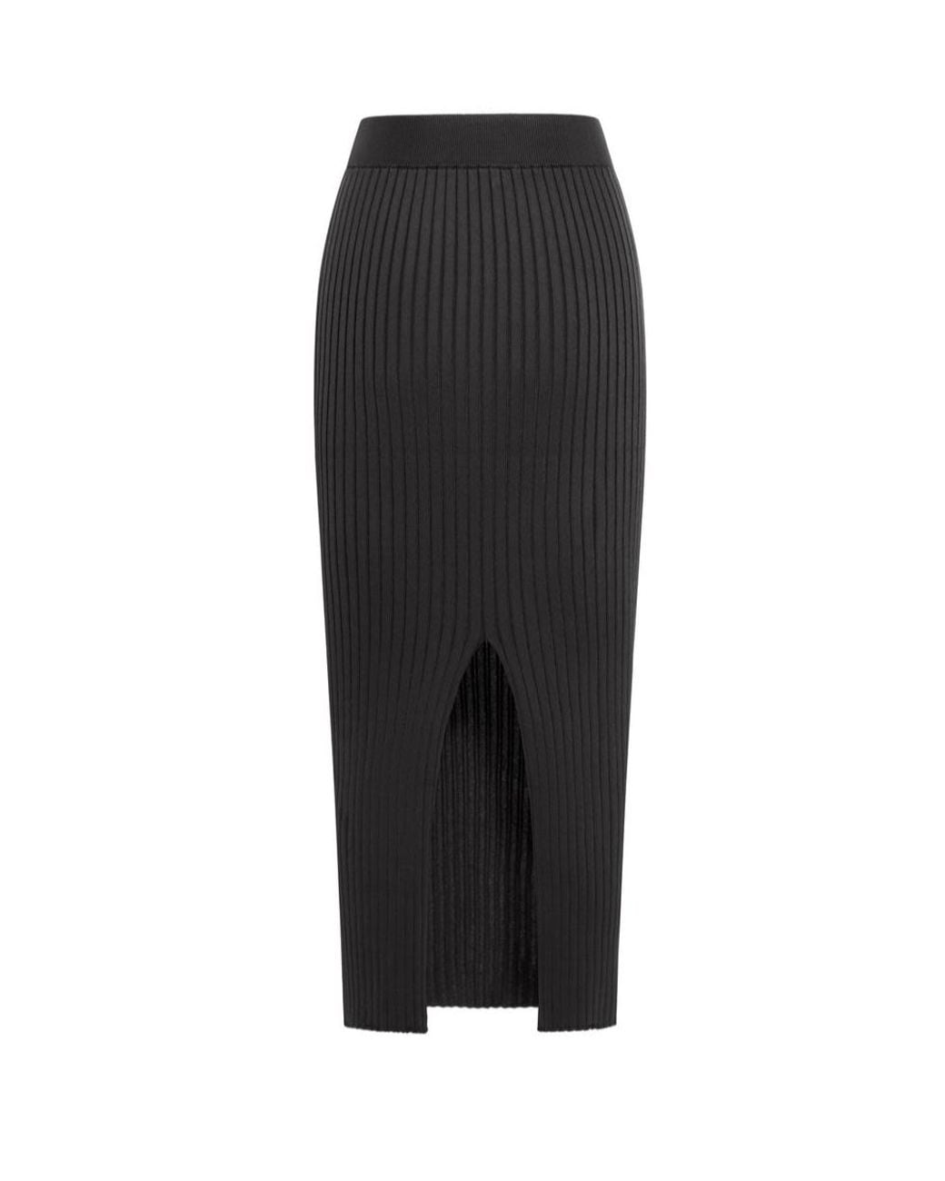 Jil Sander Black Ribbed-Knit Pull-On Midi Skirt