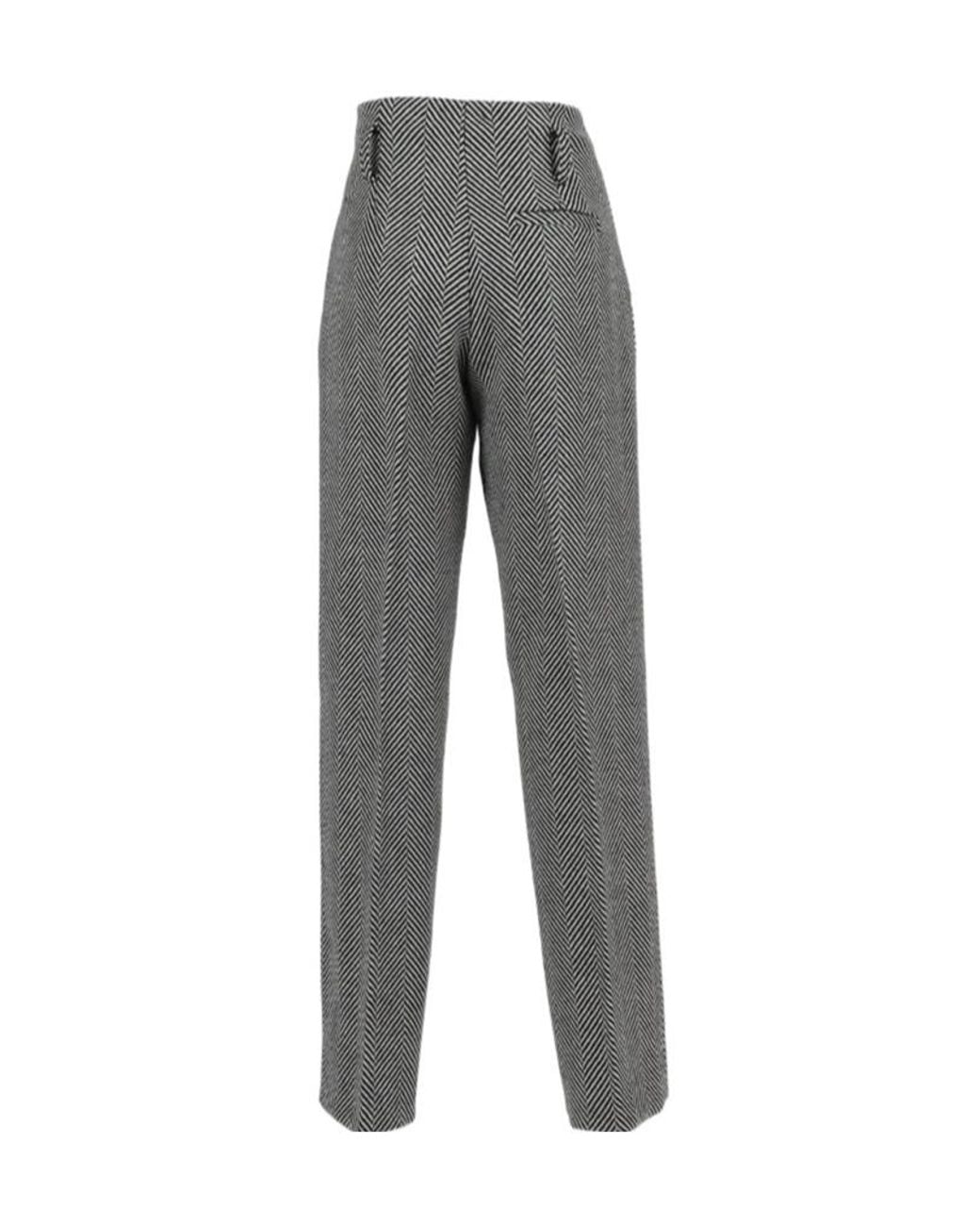 Forte_forte Gray Herringbone Pleated Trousers