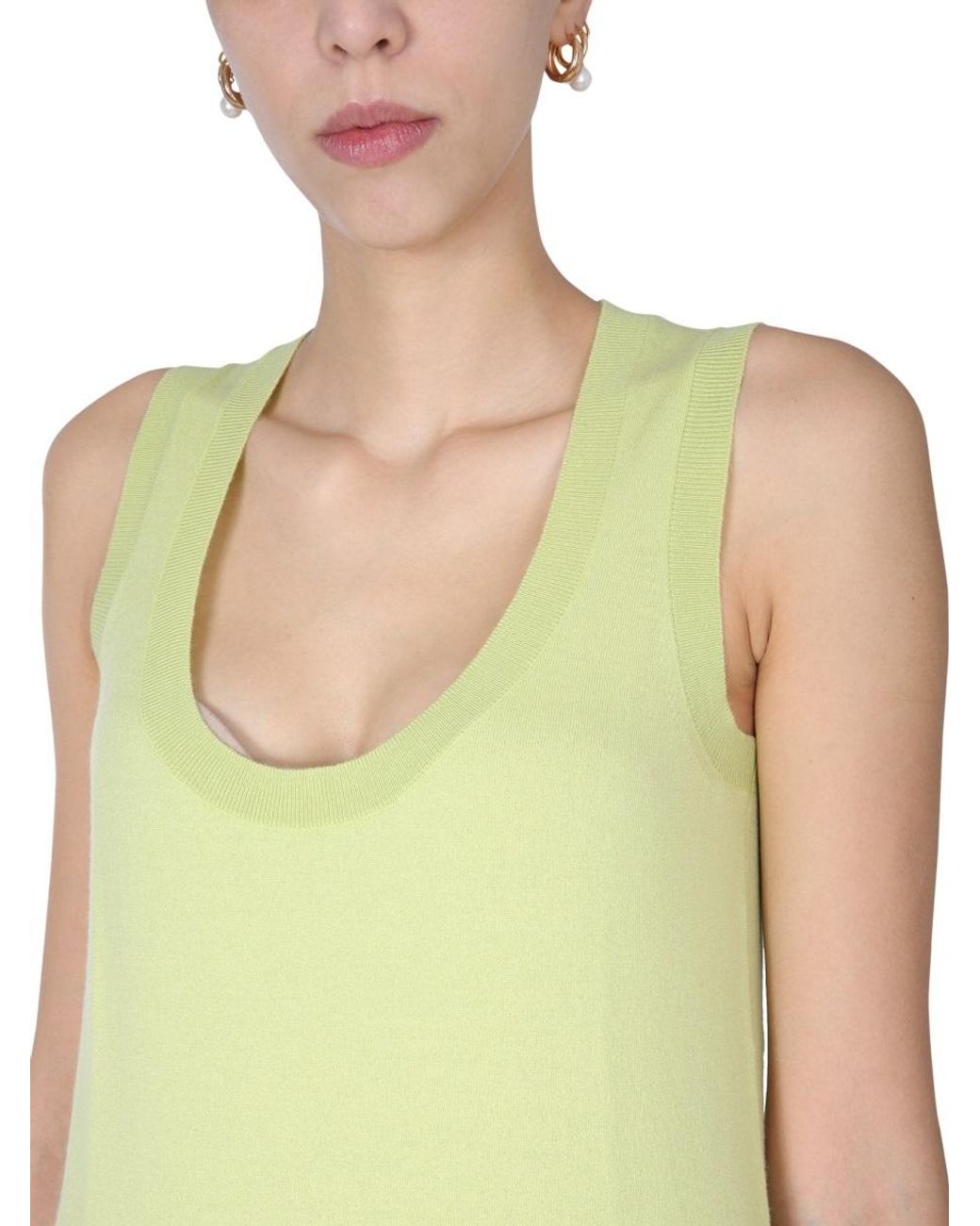 Bottega Veneta Green Scoop Neck Knitted Top