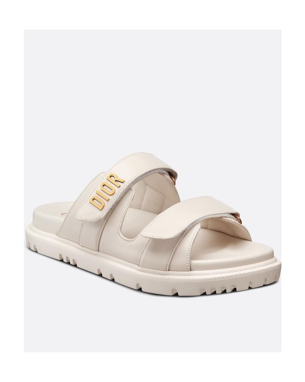 Dior White Logo Flat Sandals