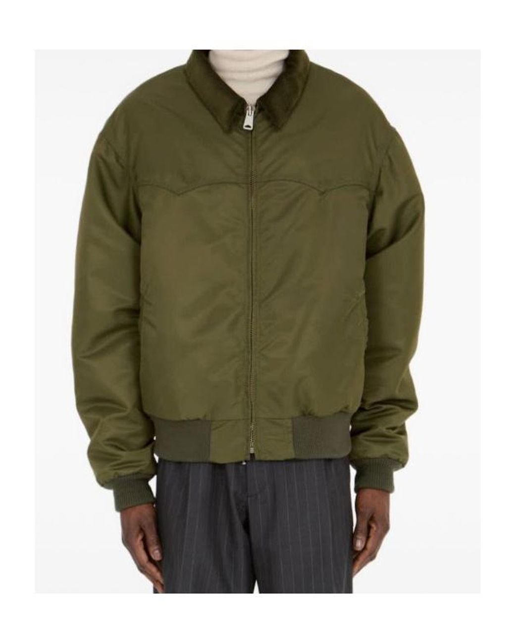 Maison Margiela Green Four Stitches Zip-Up Bomber Jacket for men
