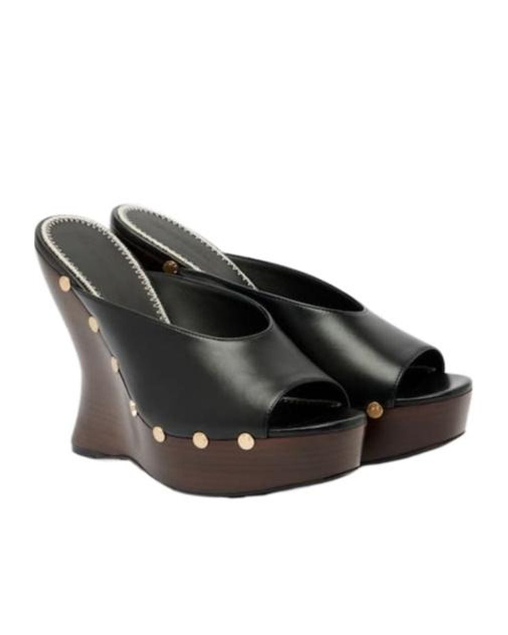 Magda Butrym Black 115 Studded Leather Wedge Mules