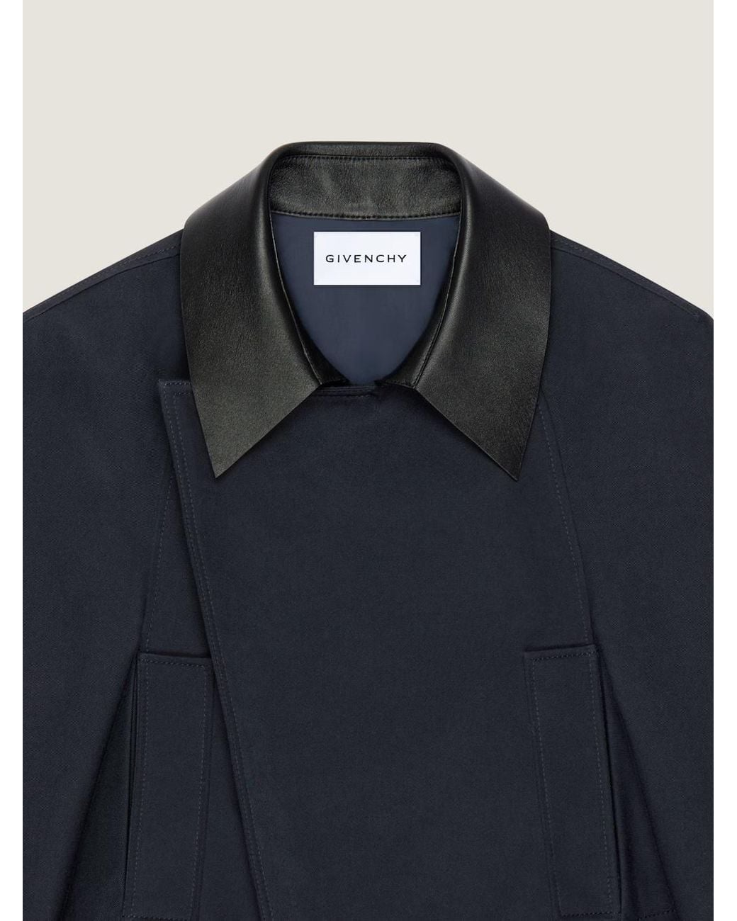 Givenchy Blue Contrast Collar Cropped Jacket