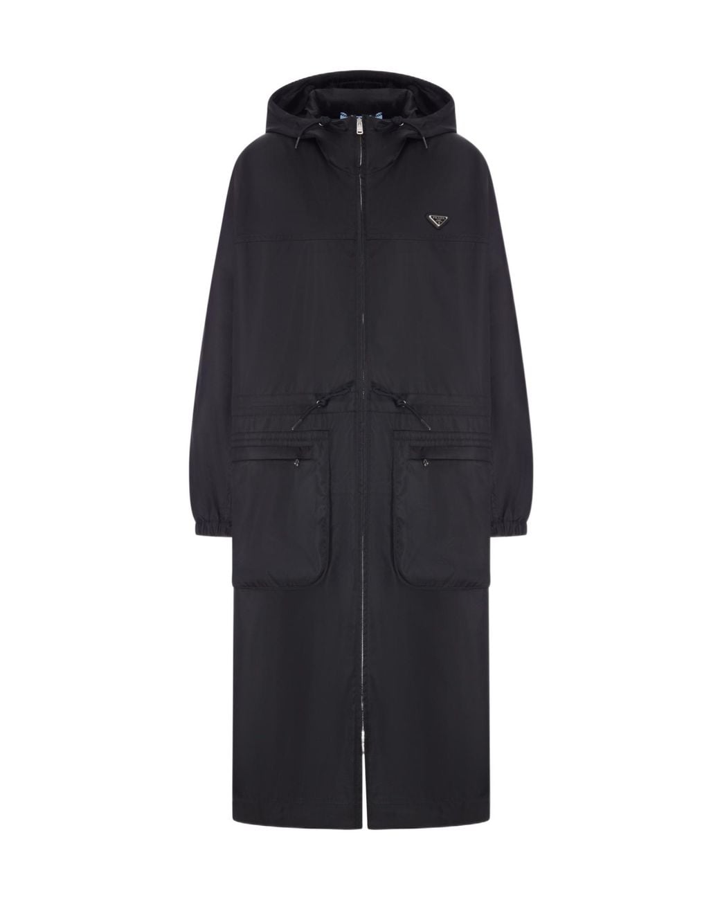 Prada Blue Re-Nylon Zip-Up Hooded Raincoat