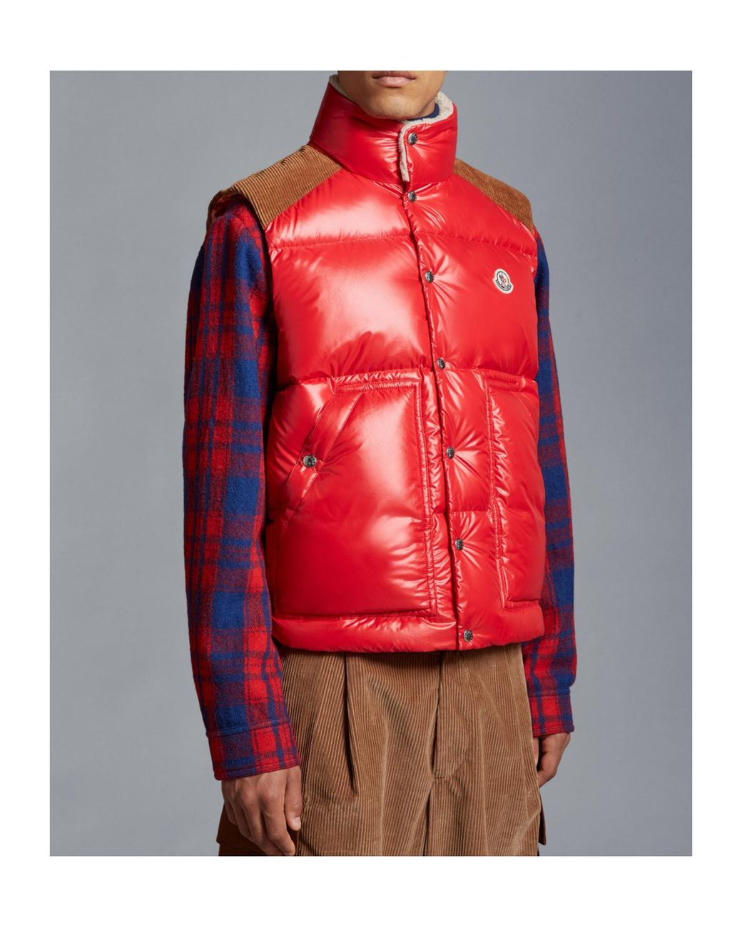 Moncler Red Ardeche Button-Up Down Vest for men