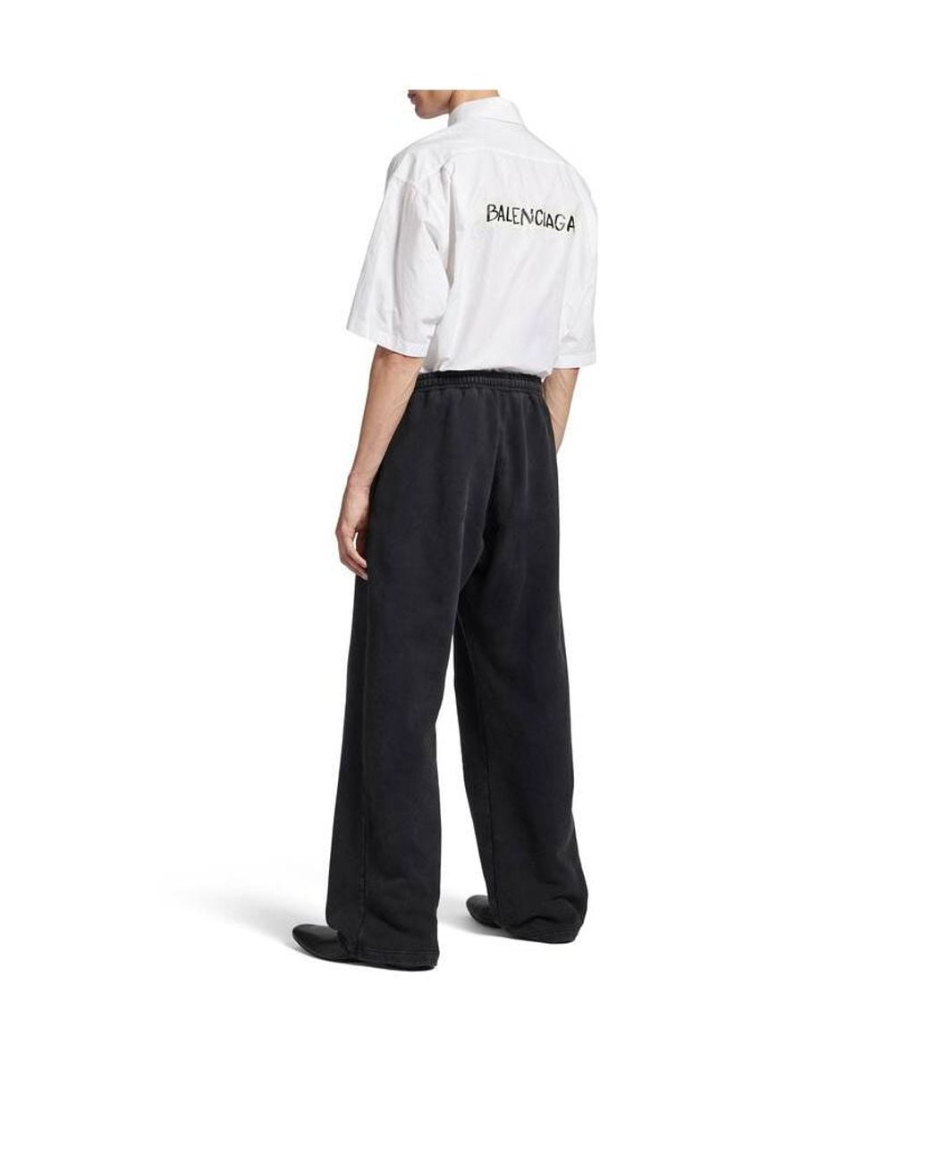 Balenciaga White Masking Tap Short-Sleeved Shirt for men