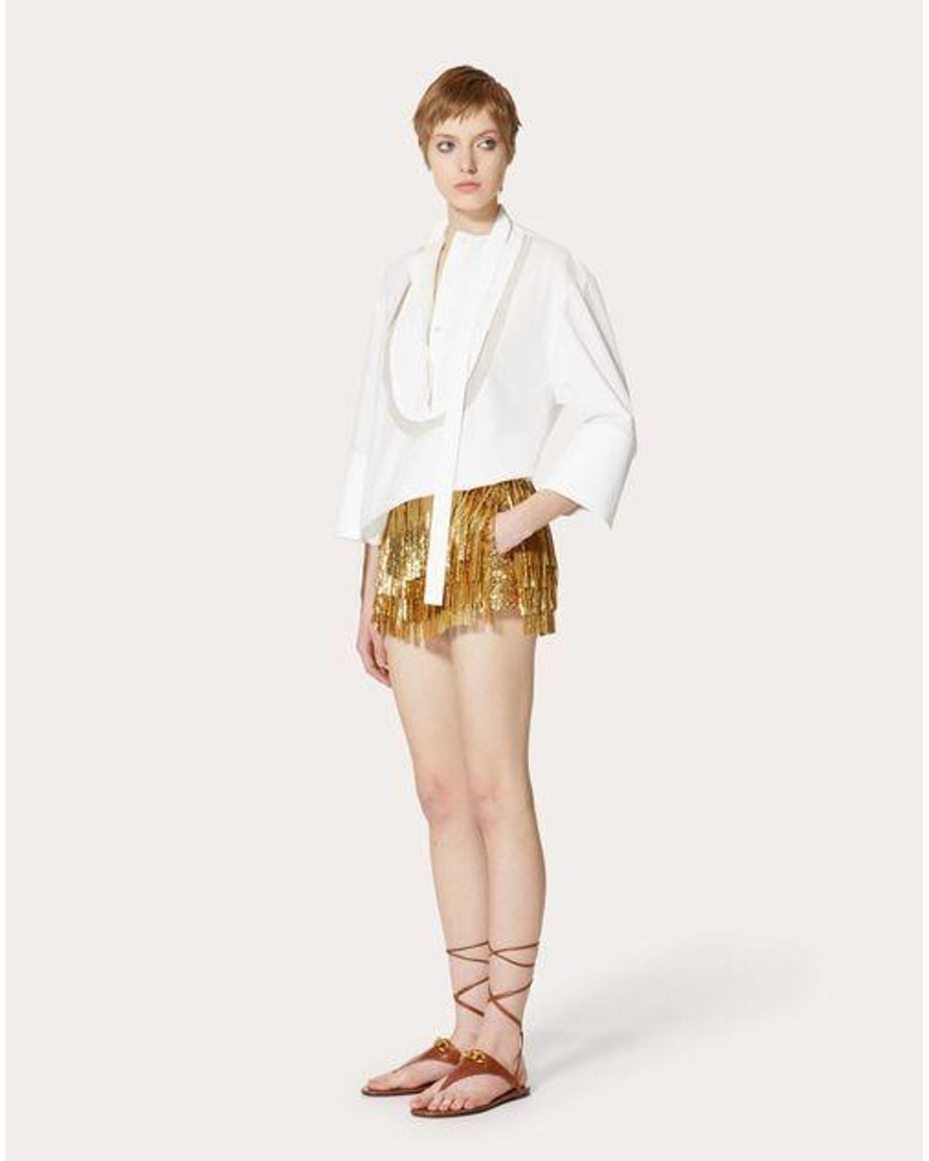 Valentino White Scarf Detailed Long-Sleeved Blouse