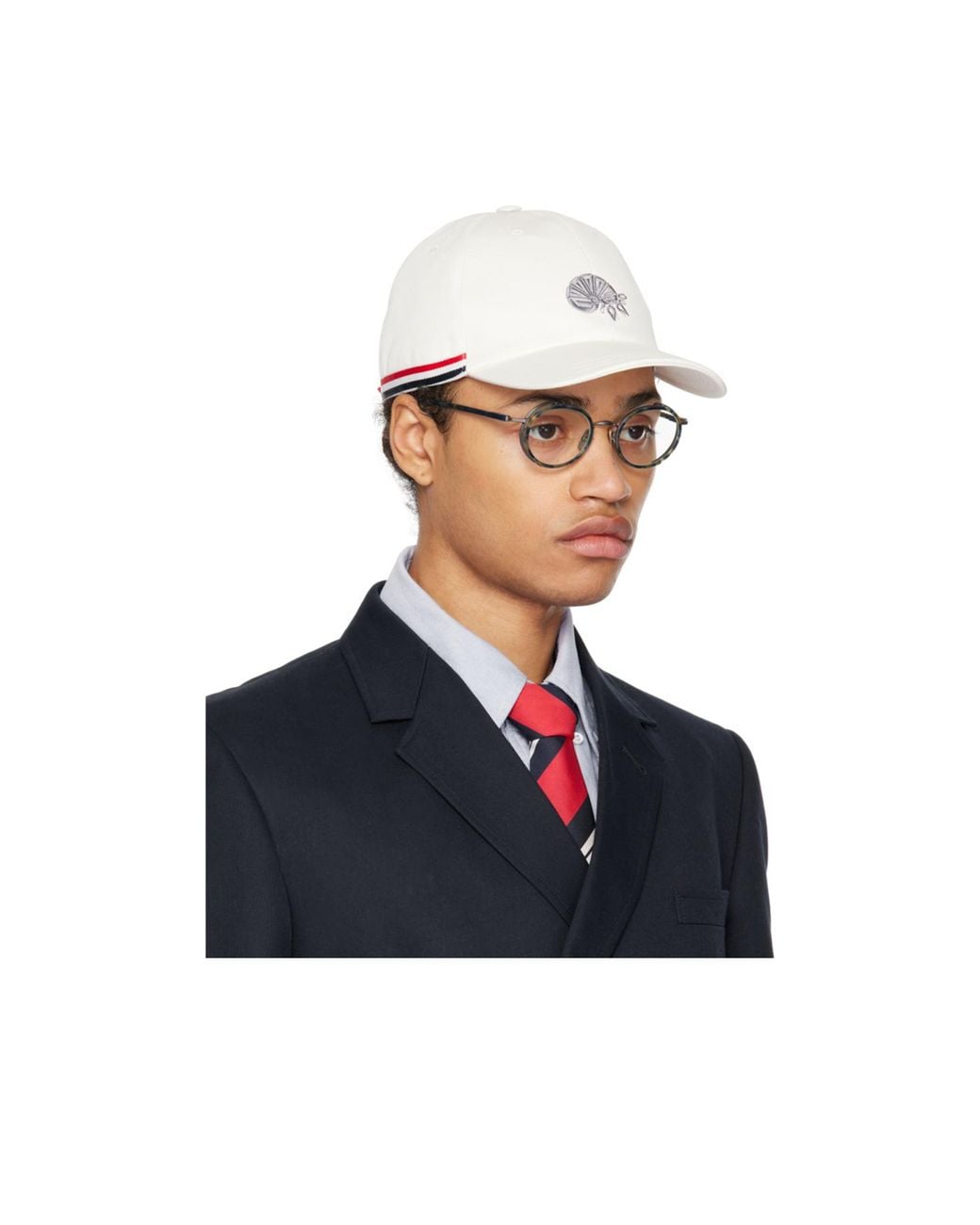 Thom Browne White Classic 6-Panel Baseball Cap for men