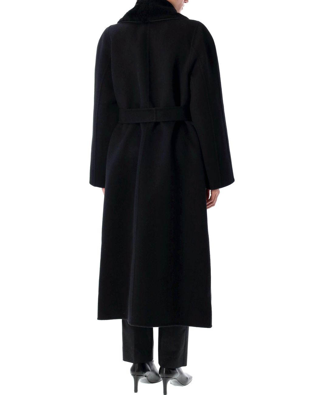 Fendi Black Wrap-Style Belted Waist Cocoon Coat