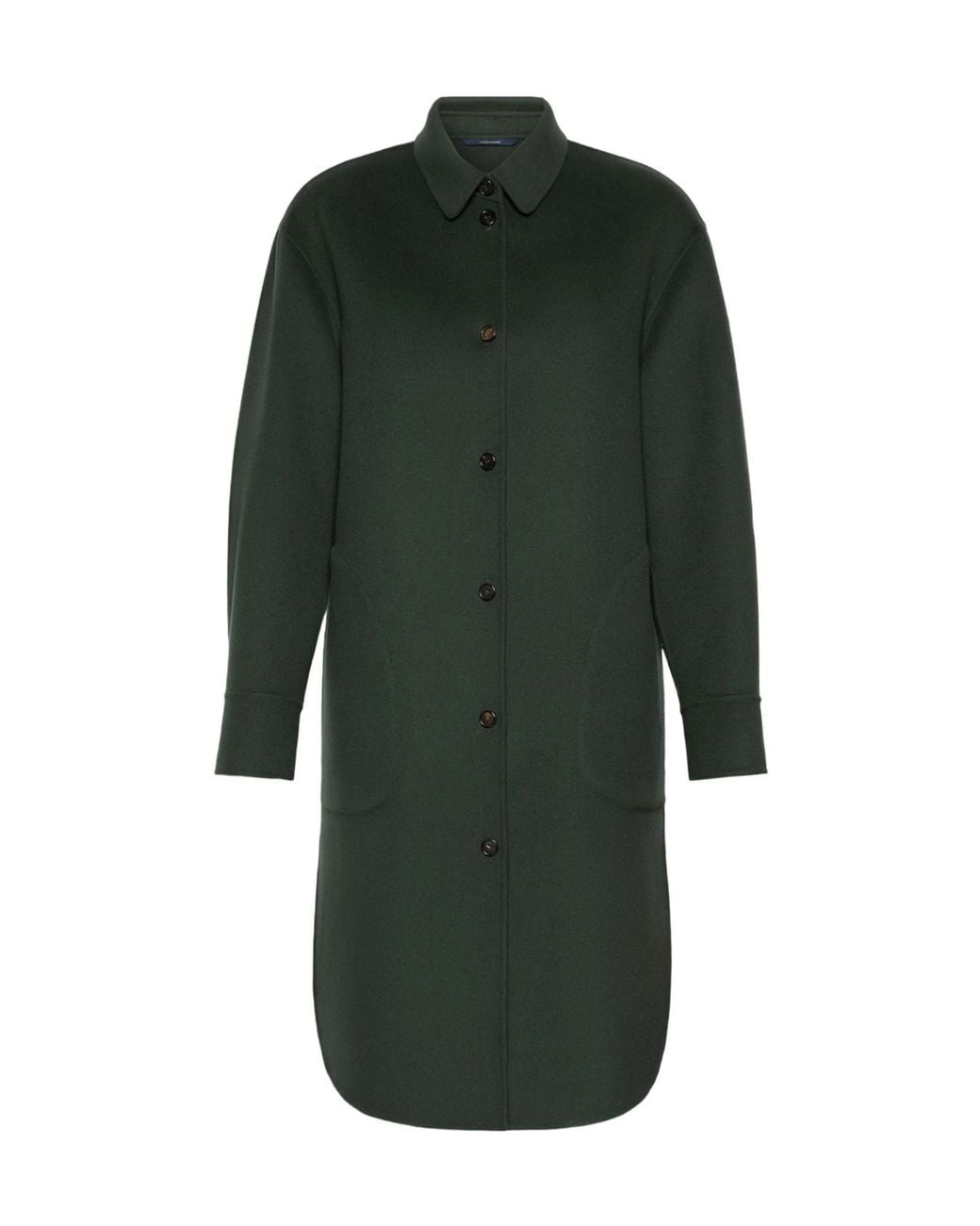 Max Mara Green Virgin Wool Button-Down Coat