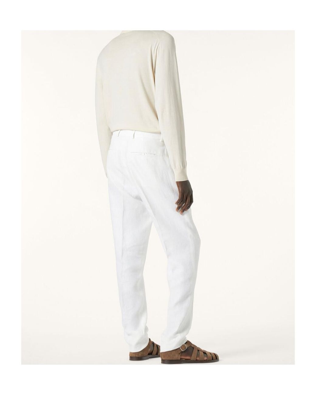 Loro Piana White Long-Sleeved Polo Shirt for men