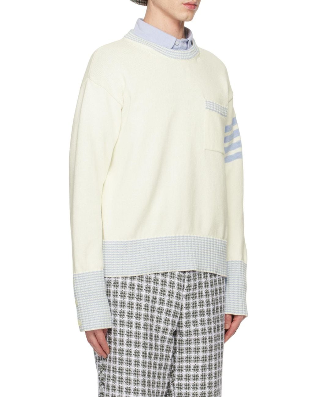 Thom Browne White Hector Round Neck Sweater for men