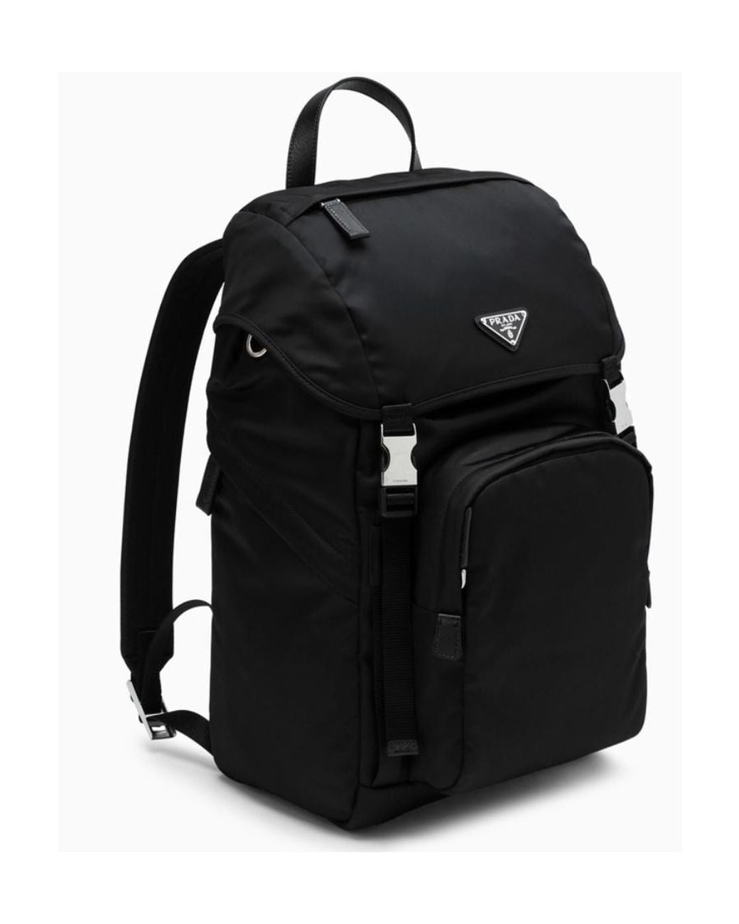 Prada Black Re-Nylon And Saffiano Leather Backpack for men