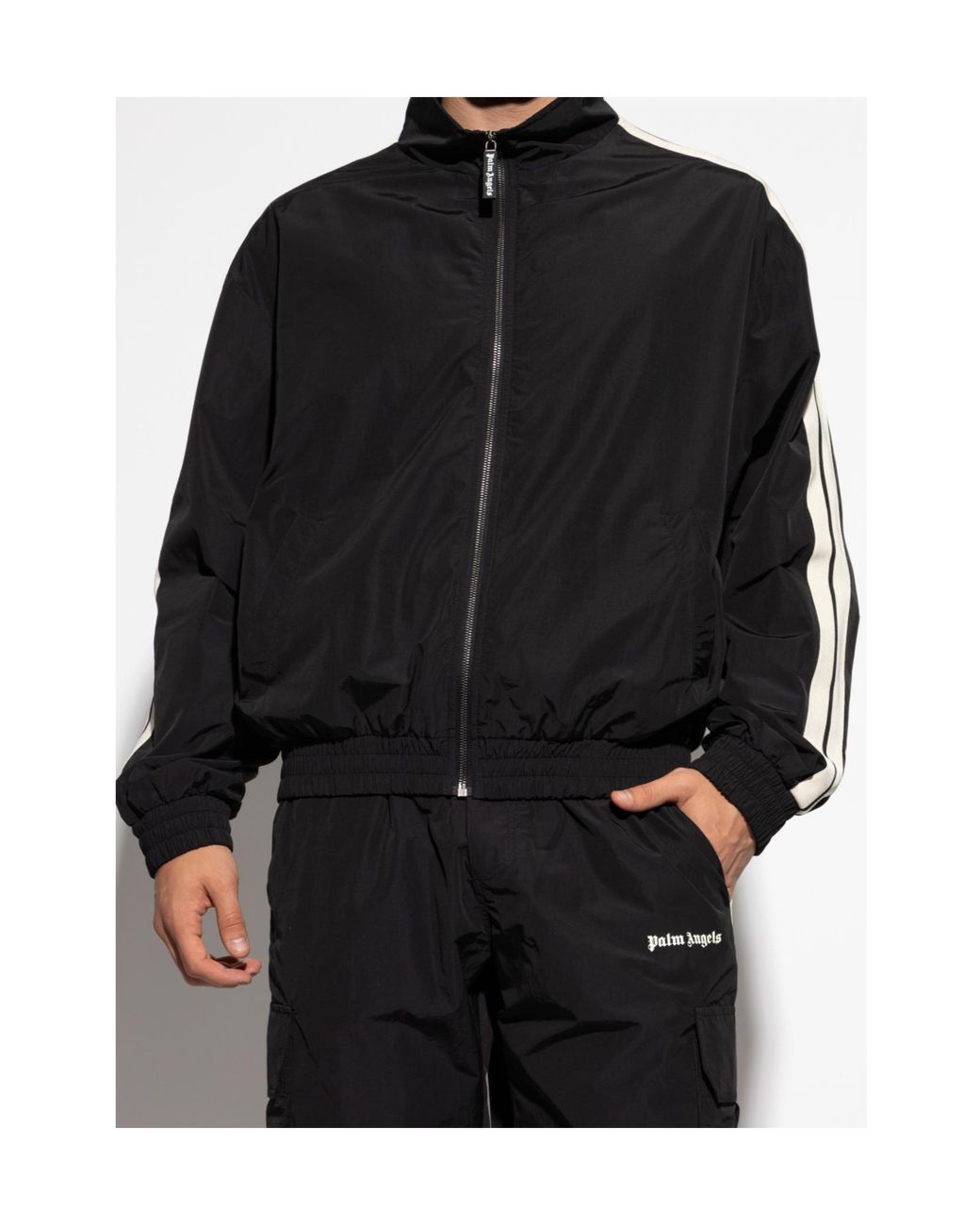 Palm Angels Black Jacket With Logo for men
