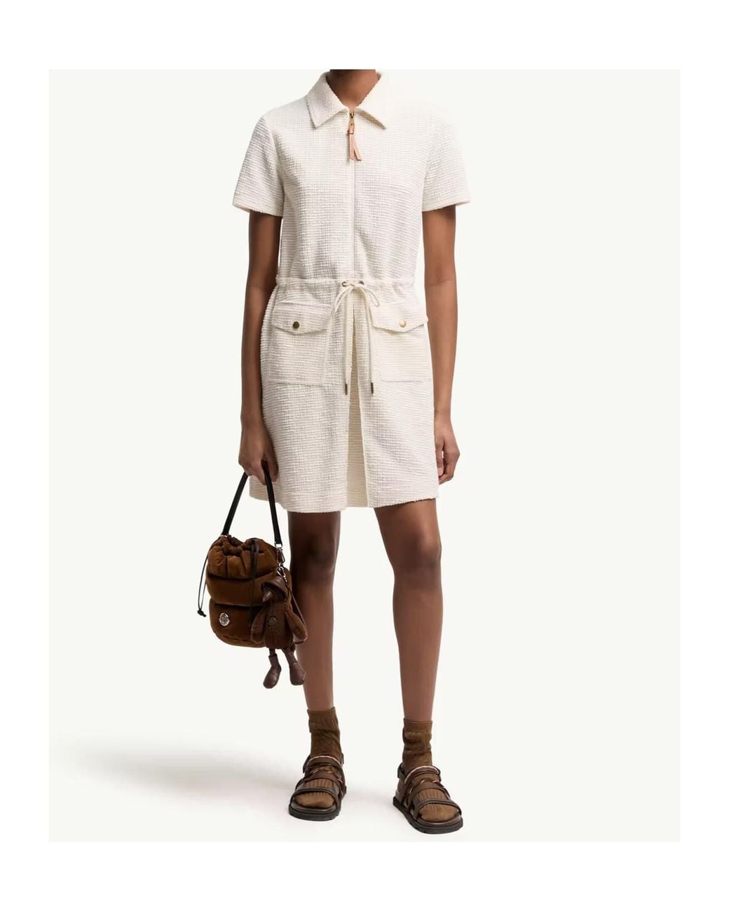 Moncler White Bouclé Mini Dress