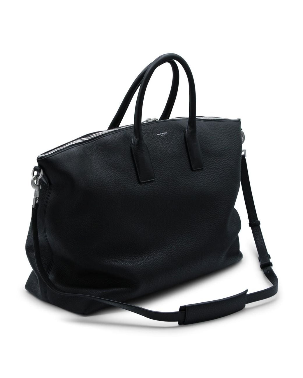 Saint Laurent Black Logo Stamp Zip-Up Tote Bag for men