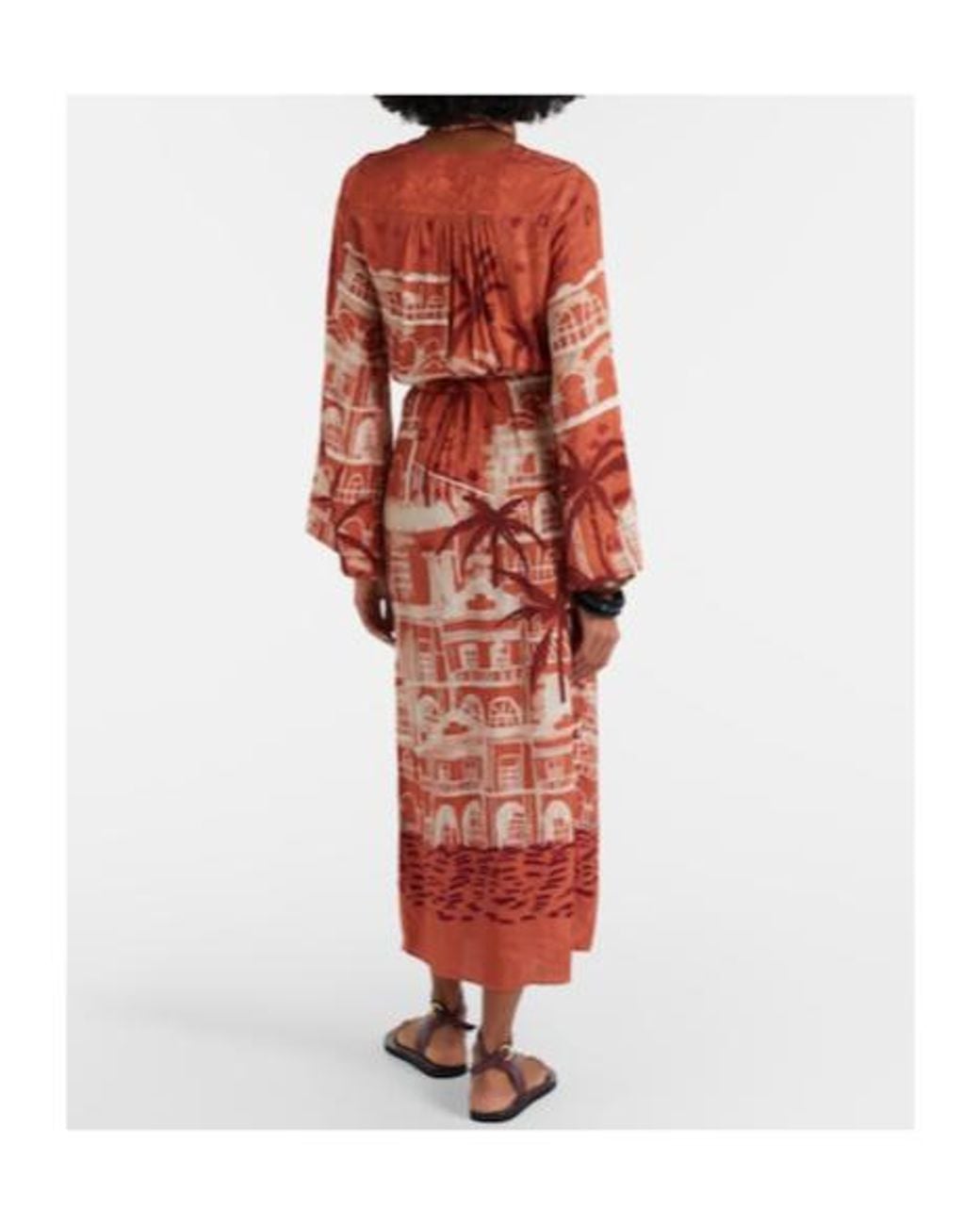Johanna Ortiz Red Ollantay Jacquard Midi Dress