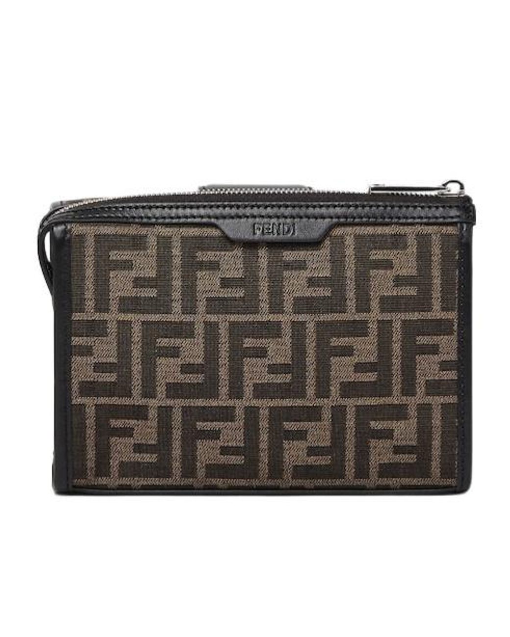 Fendi Black Double Baguette Ff Jacquard Crossbody Bag for men