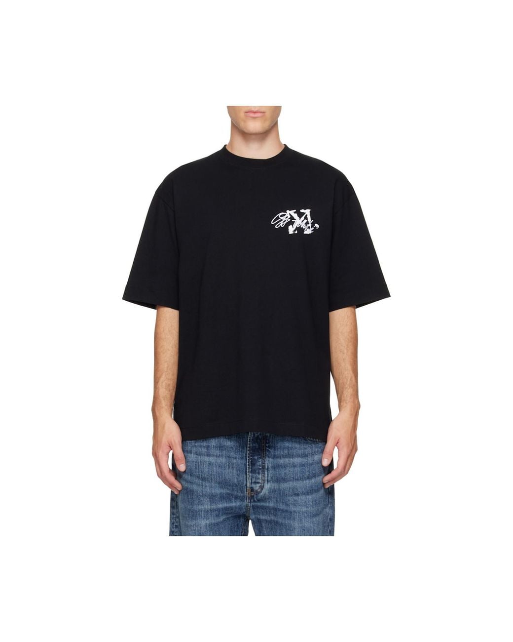Off-White c/o Virgil Abloh Black Stroke Arrow Skate Logo T-Shirt for men