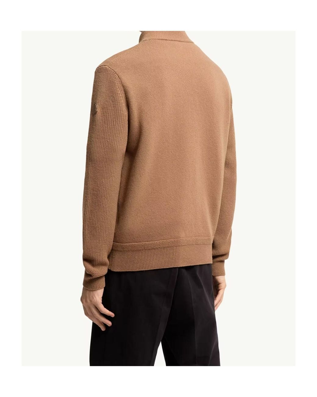 Moncler Brown Logo Patch Zip-Up Cardigan for men