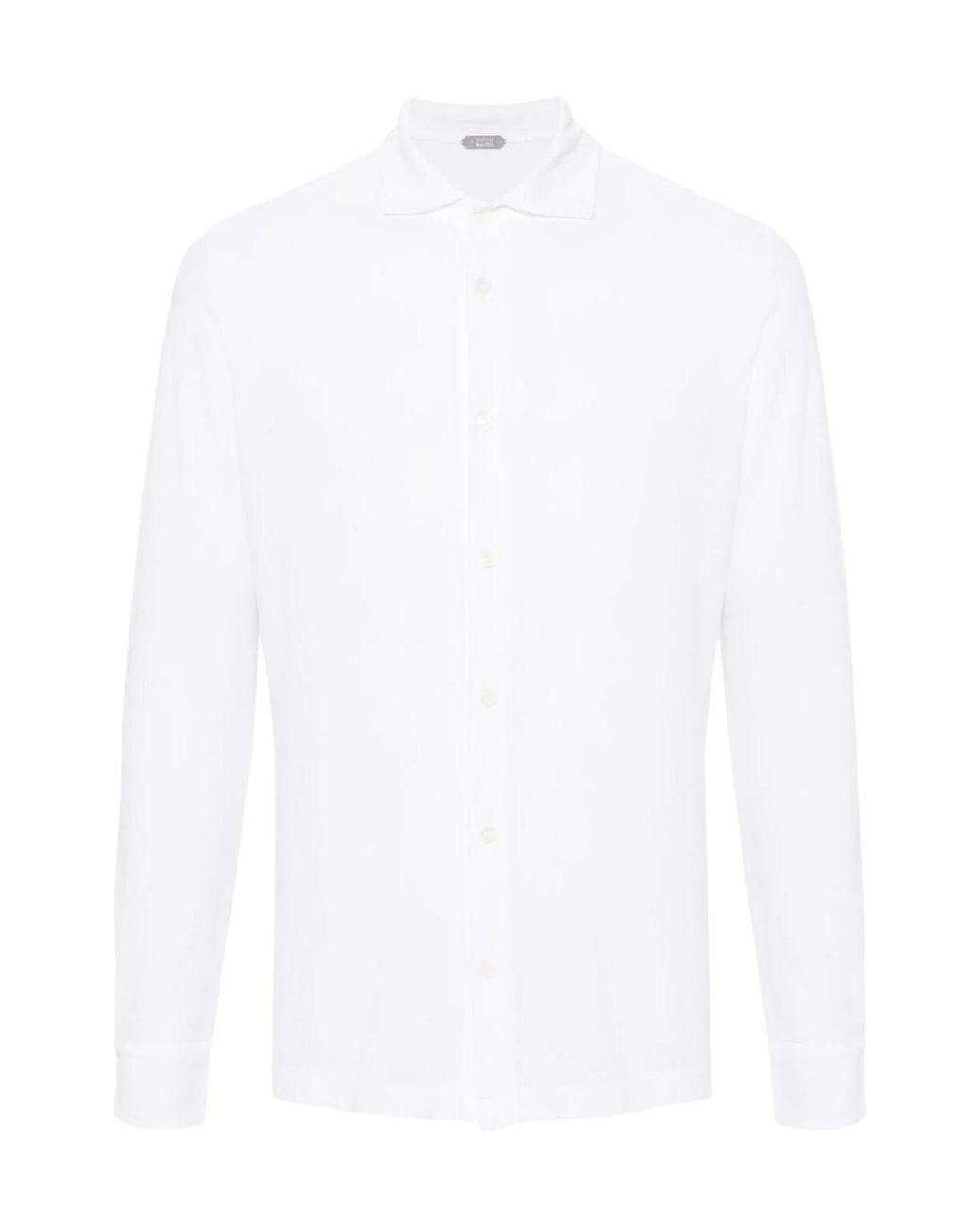 Zanone White Classic-Collar Cotton Shirt for men