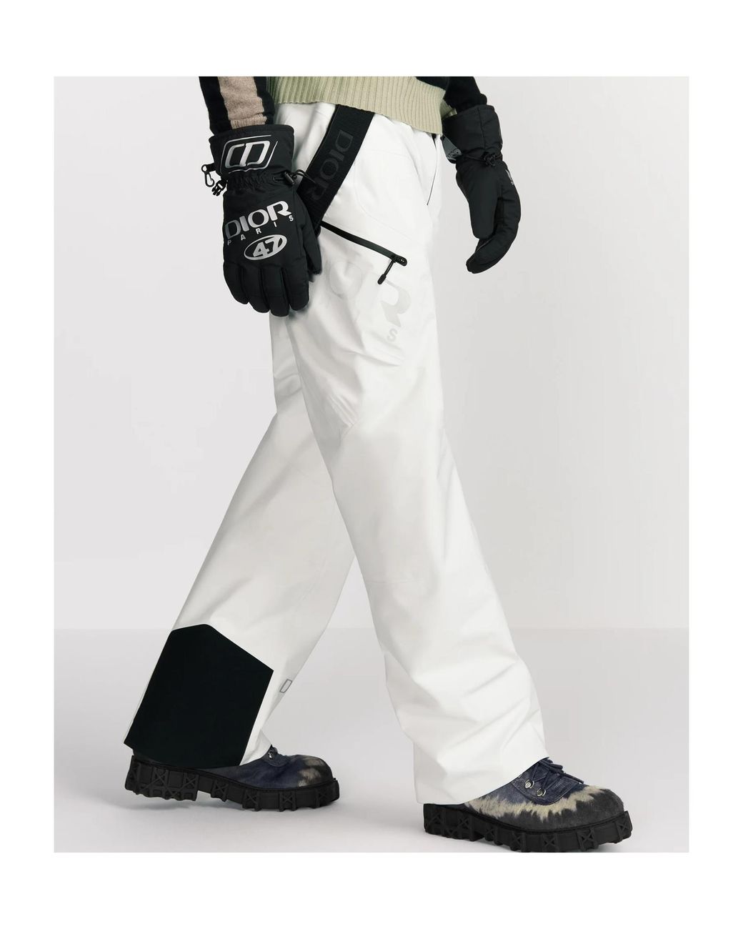 Dior White And Descente Ski Pants With Suspenders for men