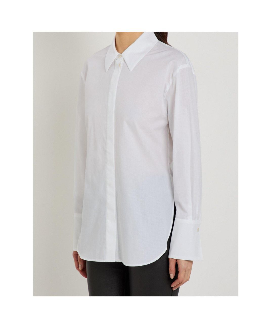 Joseph White Pointed Collar Long-Sleeved Shirt