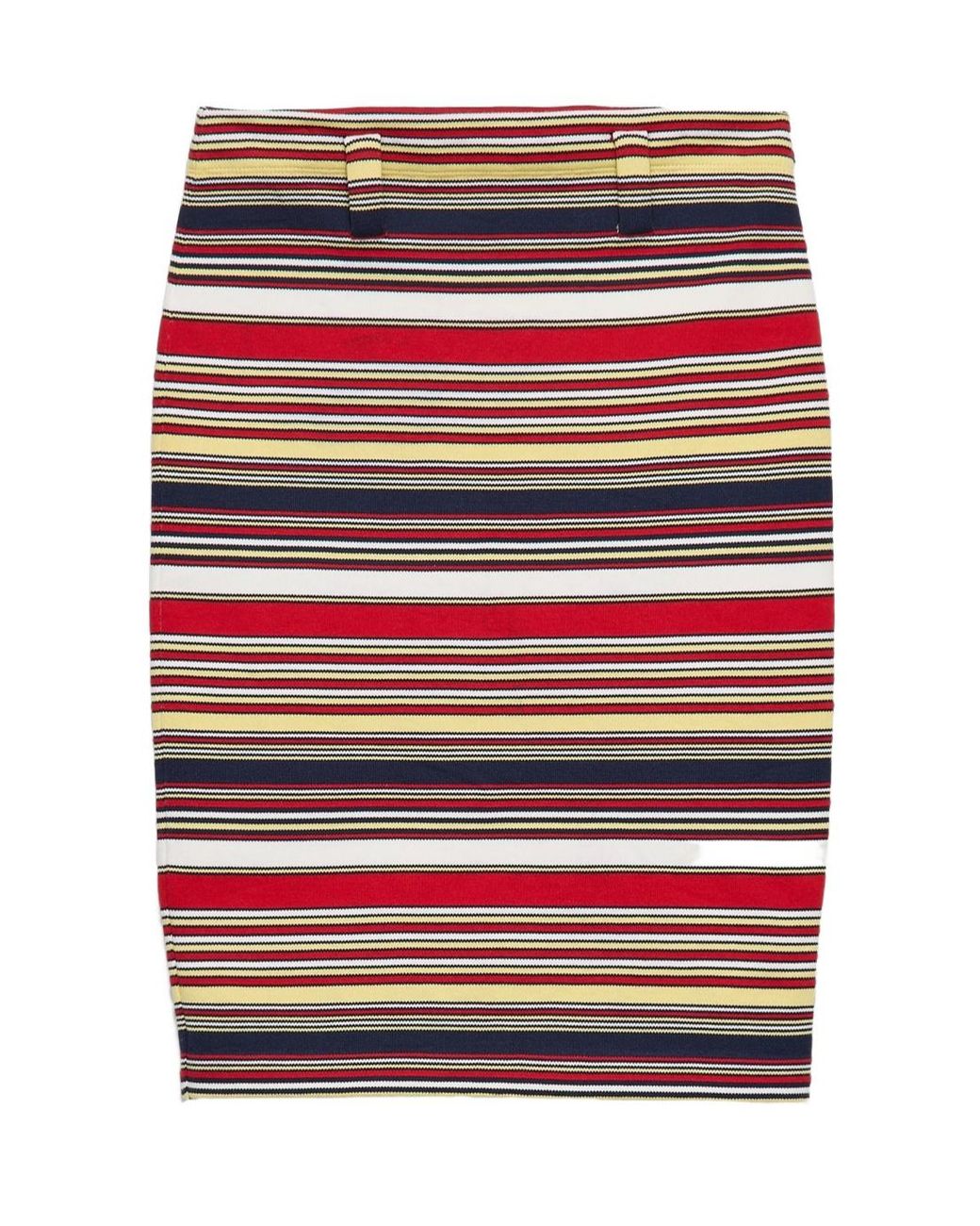 Prada Red Striped Pencil Skirt